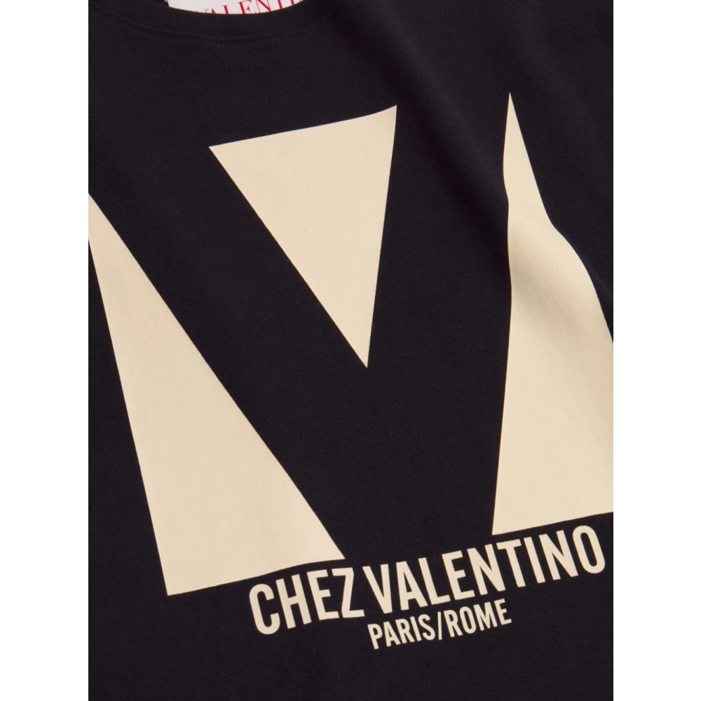 Valentino Zwart Logo Print Crew Neck T-shirt Black Heren