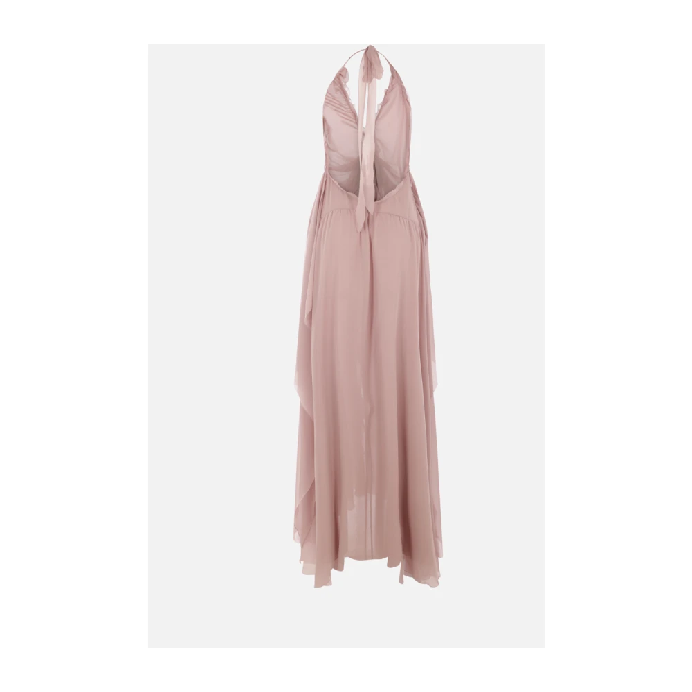Blumarine Lila Zijden Georgette Lange Jurk Purple Dames