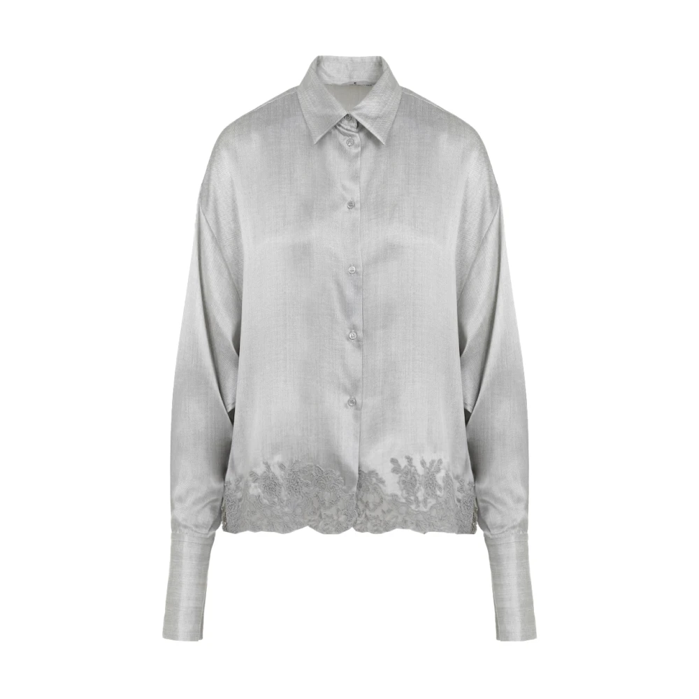 Ermanno Scervino Elegante Grijze Shirt met Kant Gray Dames