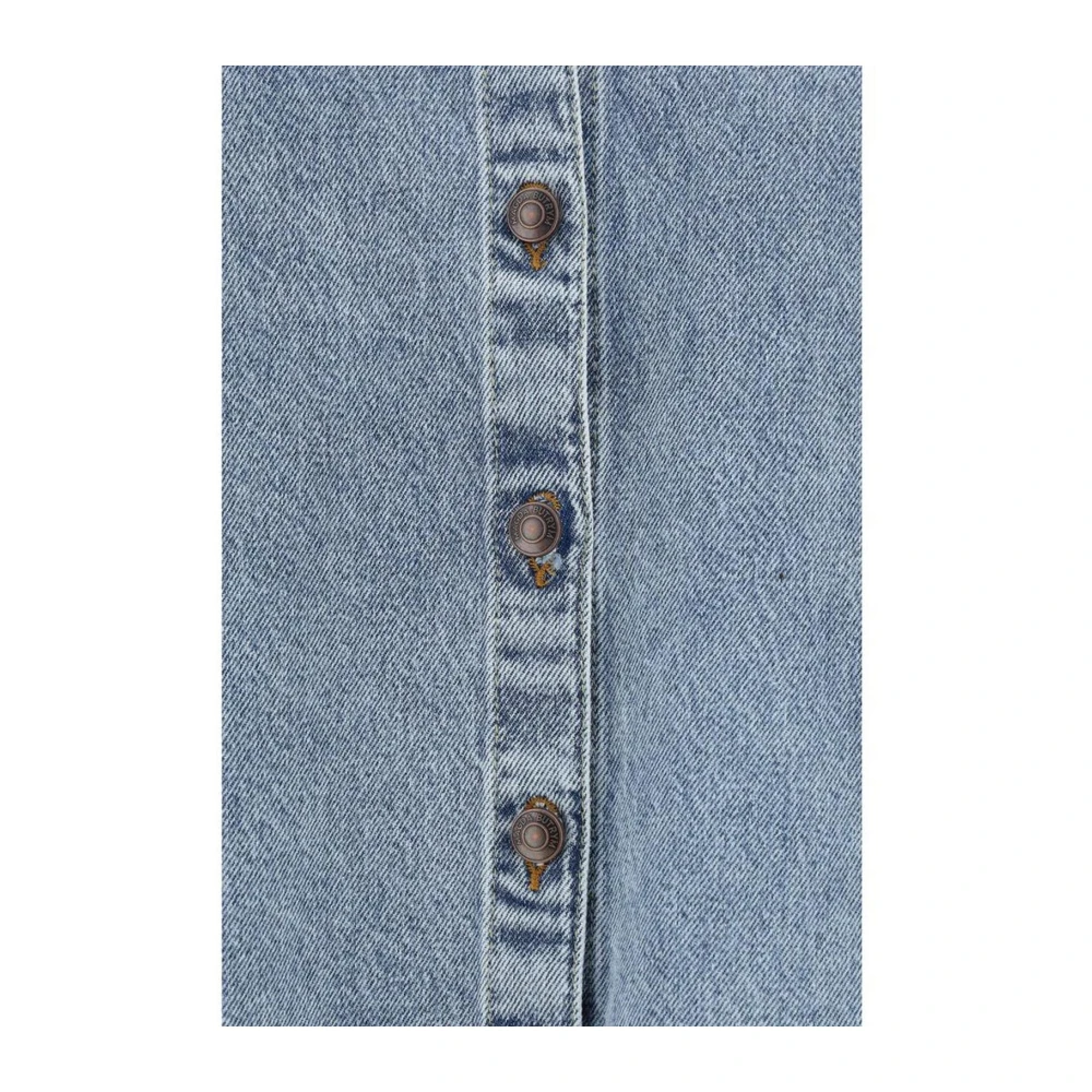 Magda Butrym Vintage Katoenen Denim Flared Hem Shirt Blue Dames