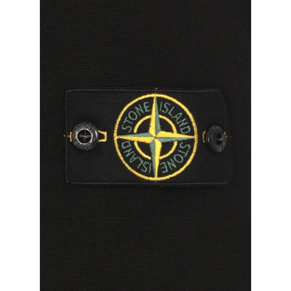 Stone Island Zwarte Katoenen Trui met Logopatch Black Heren