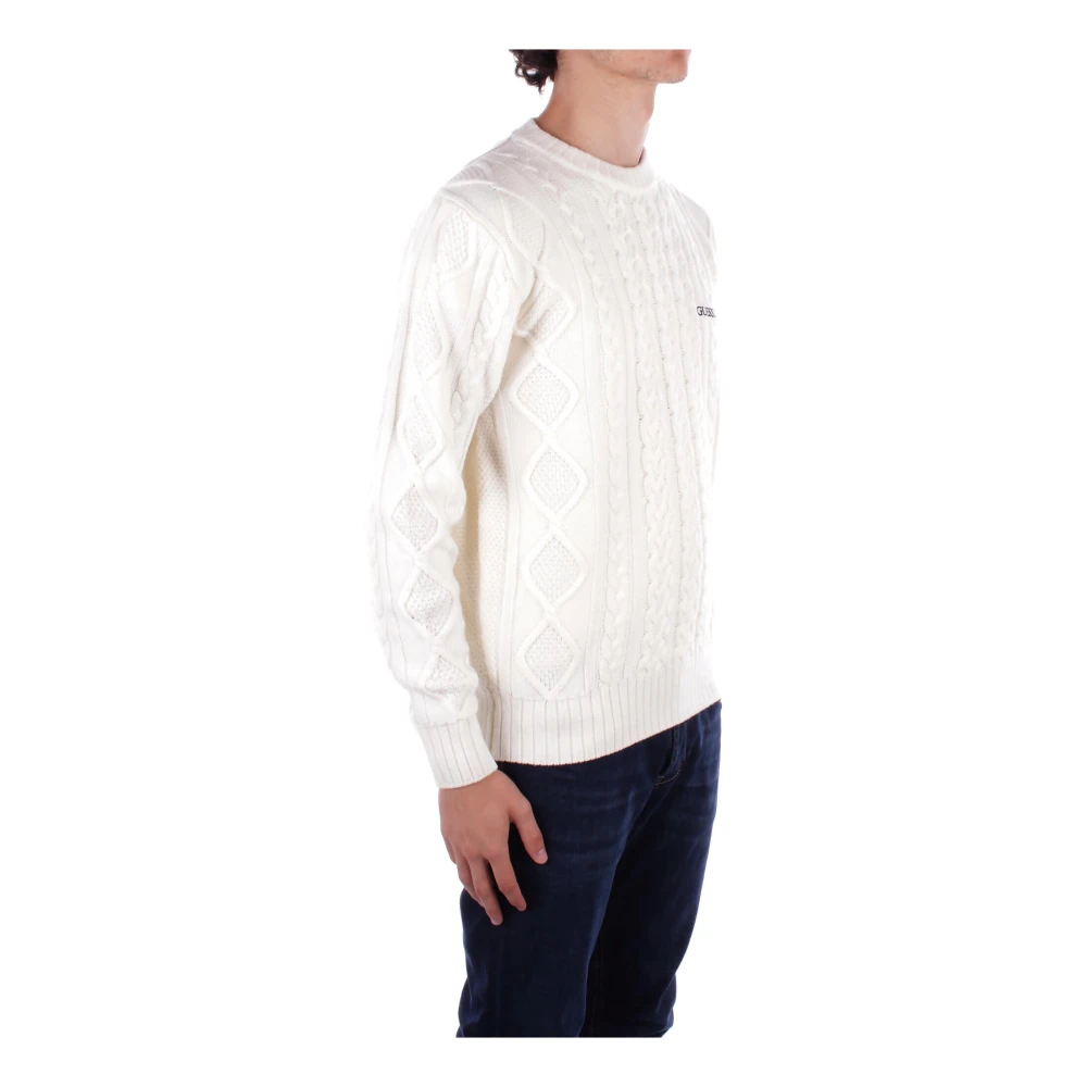 Guess Witte Logo Front Sweater White Heren