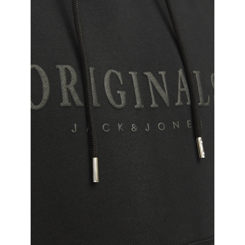 jack & jones Frederiksberg Hoodie met 3D Label Print Black Heren