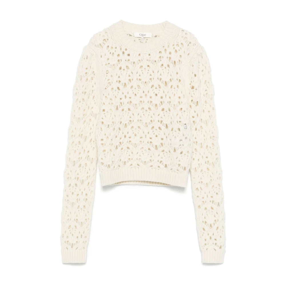 Chloé Ivoor Gebreide Pofmouw Trui Beige Dames