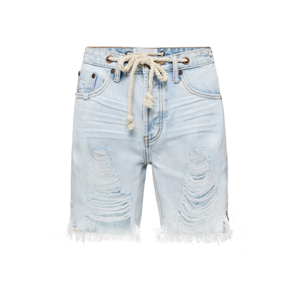 One Teaspoon Slim Boyfriend Jeans Shorts Long Rope Blue Dames