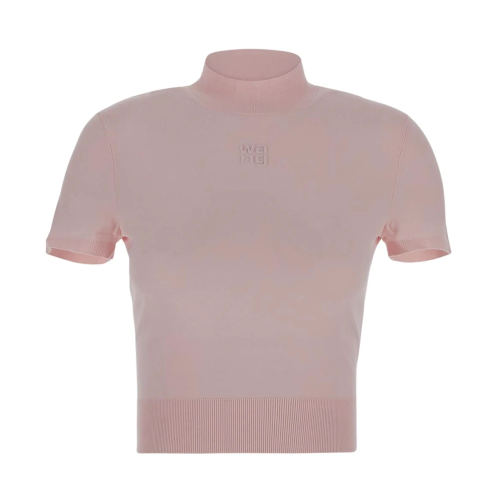T by Alexander Wang Gemengde Stof Mock Neck Top Pink Dames