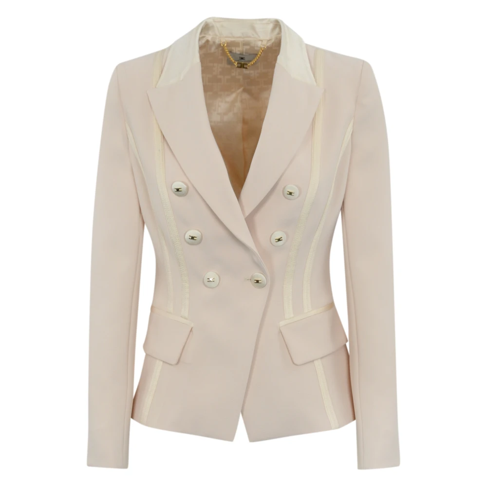 Elisabetta Franchi Crepe stretch jas met satijndetails White Dames