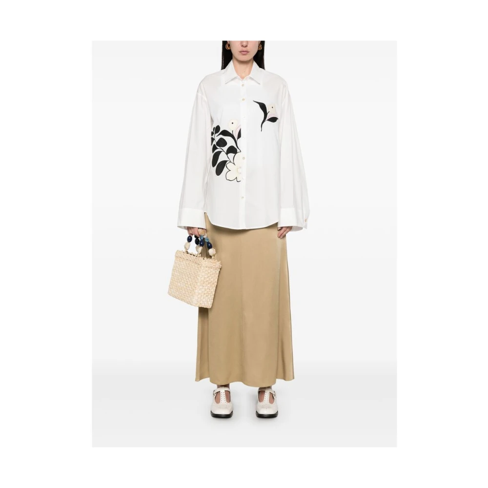 Forte Beige Rok met Zijrits en Achtersplit Beige Dames