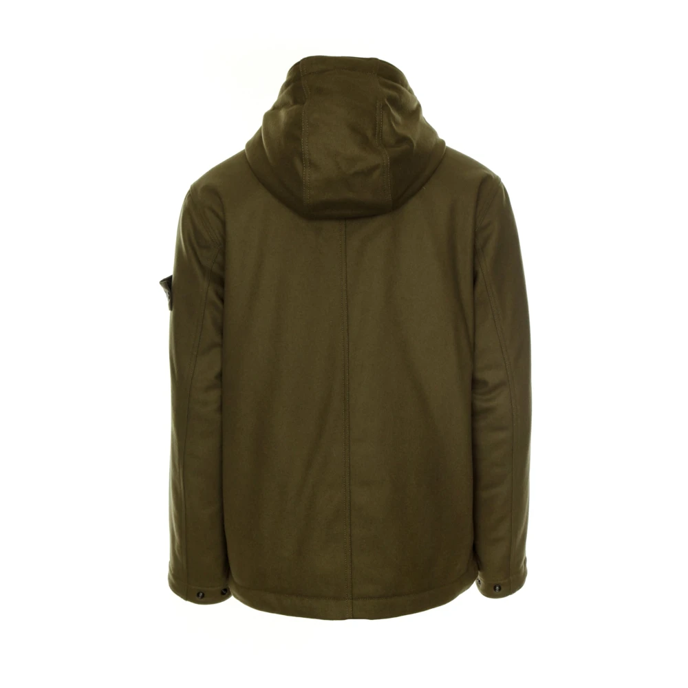 Stone Island Gewatteerde wollen flanellen jas Green Heren