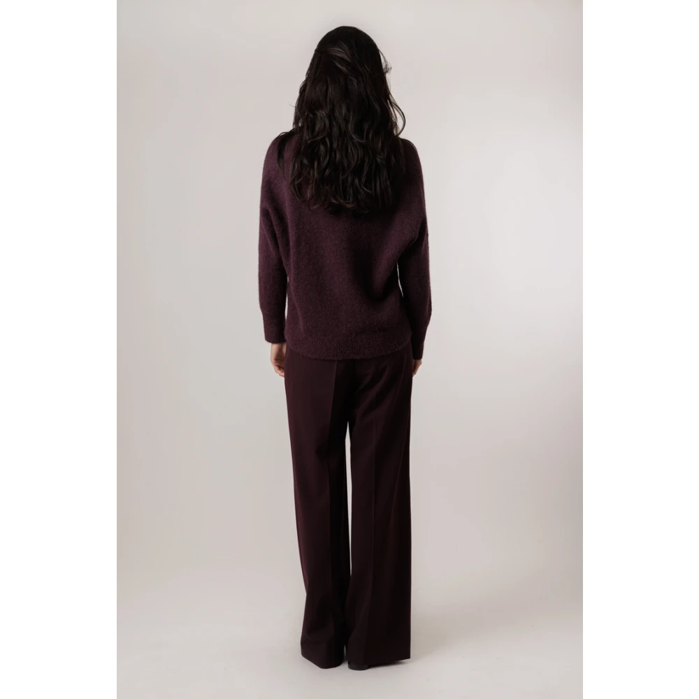 LUISA CERANO Bordeaux V-hals Alpaca Wol Trui Purple Dames
