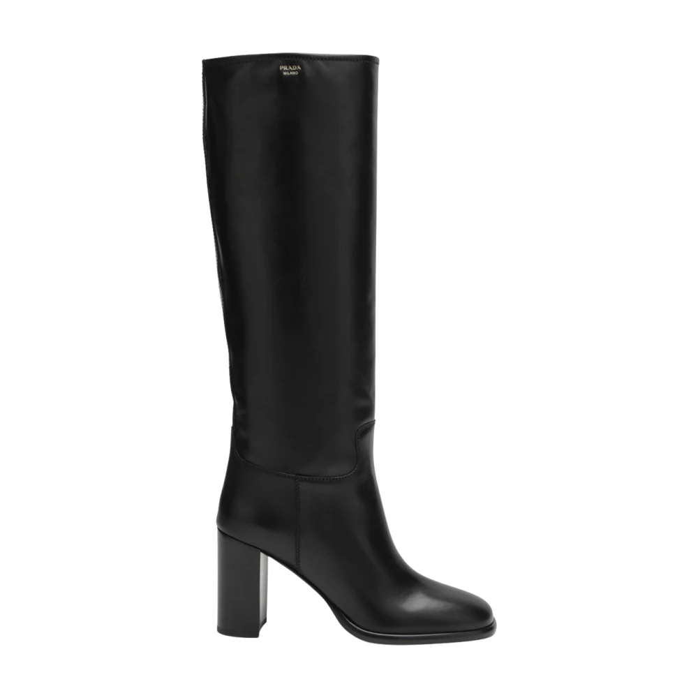 Prada Women's Black Block Heel Leather Boots - Woman Boots Eu - 40 - Image 3