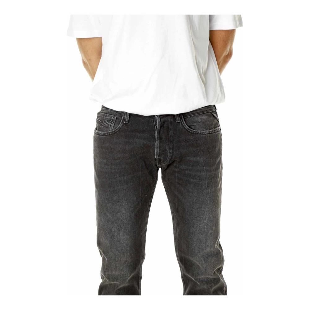 Replay Mid Waist Straight Fit Jeans Gray Heren