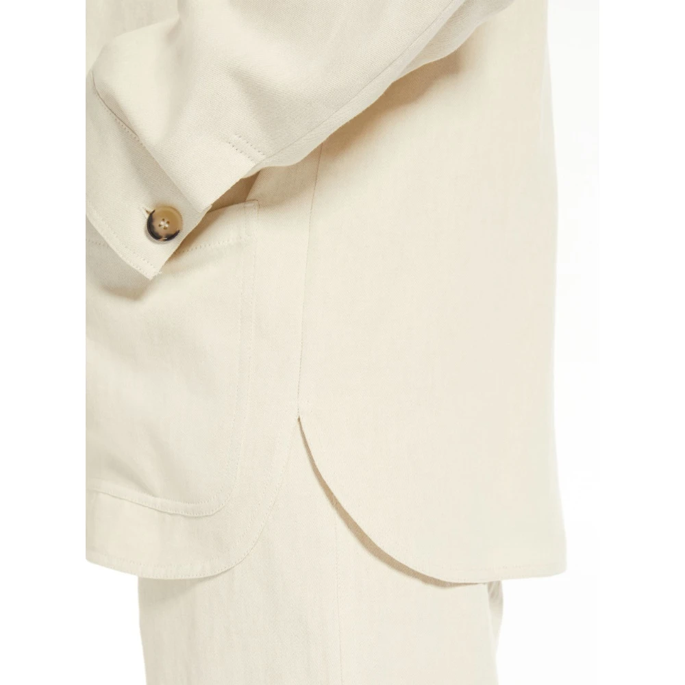 Max Mara Studio Beige Katoen Linnen Overhemd Jas Beige Dames