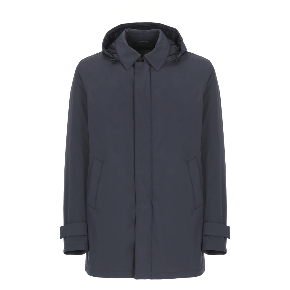 Herno , Down Jackets, Male, Blue, 4XL, Blue Down Jacket With Removable Hood
