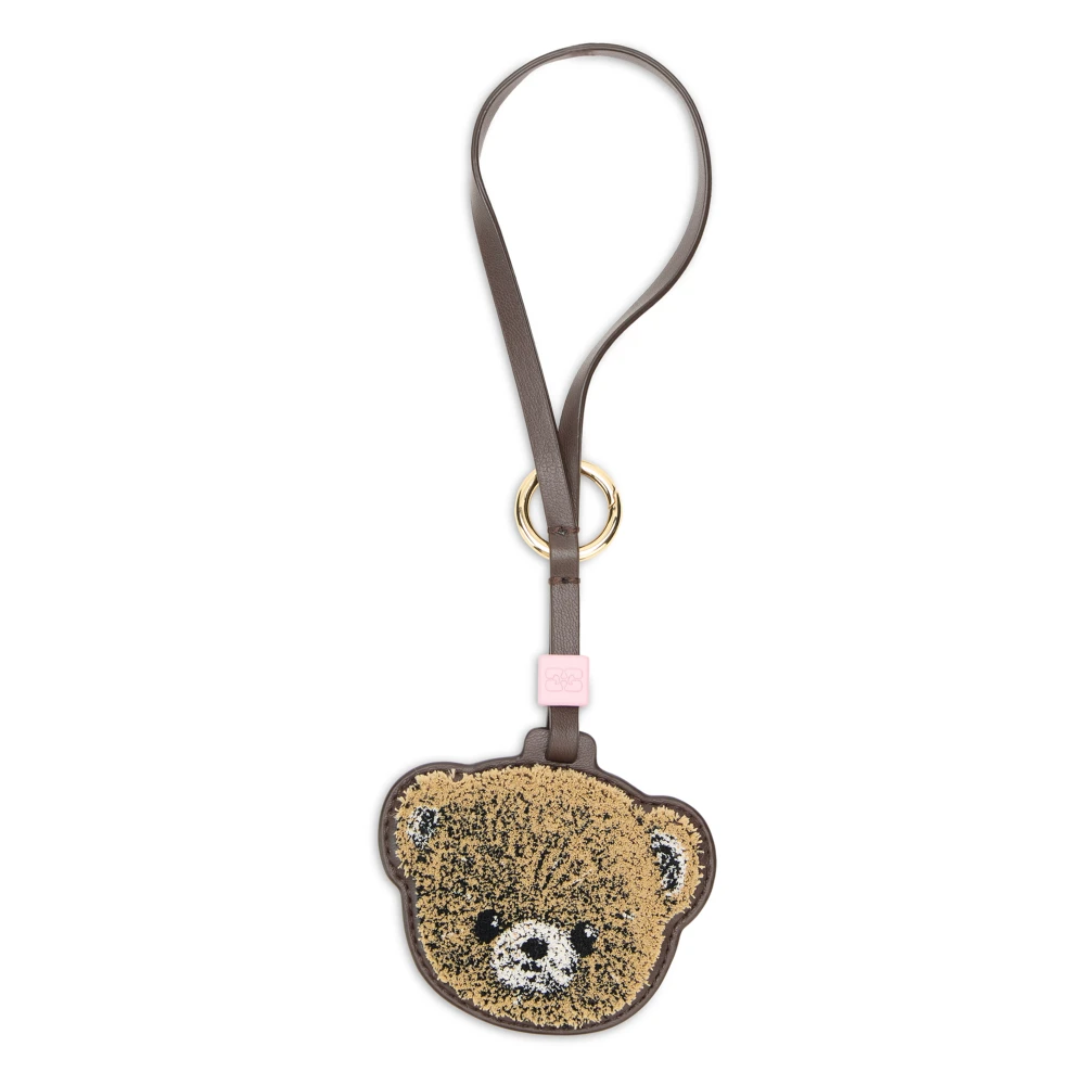 Ganni Beige Recycled Leather Keychain - Image 3