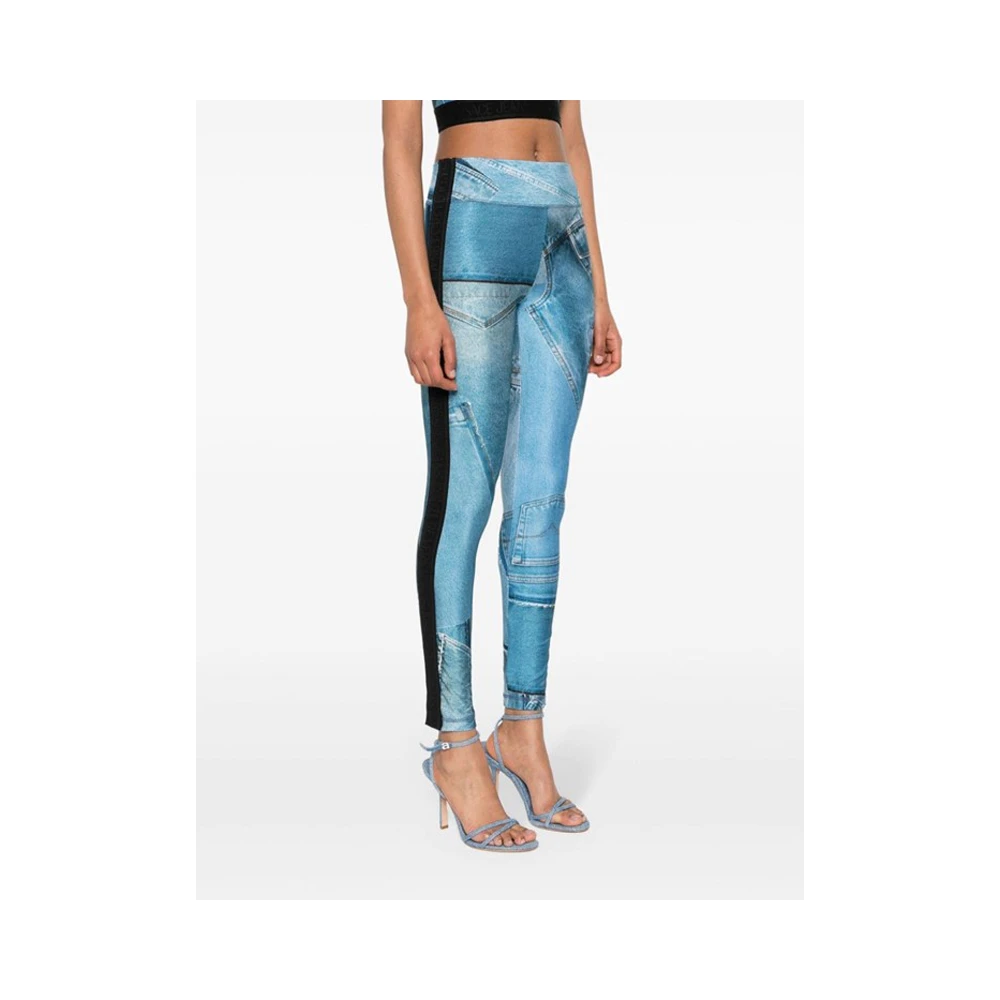 Versace Jeans Couture Patch Denim Leggings Blue Dames