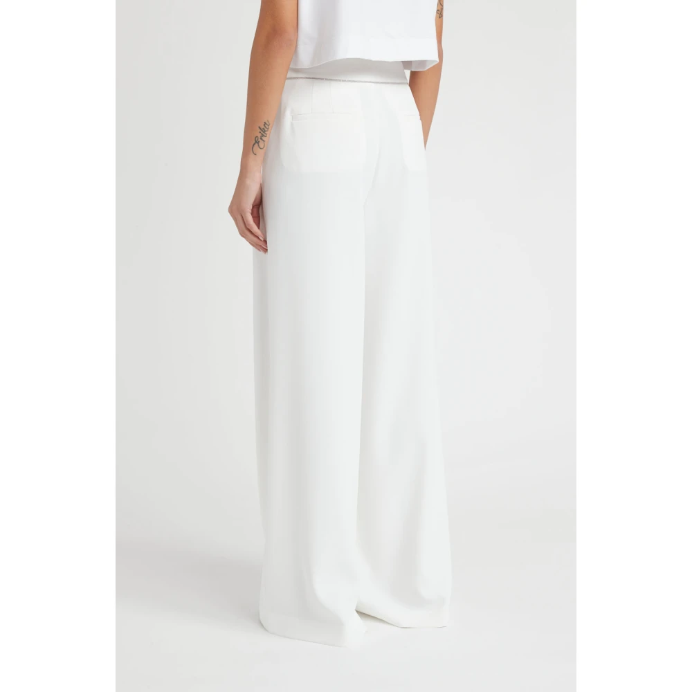 PESERICO Flowing cady crepe palazzo broek White Dames