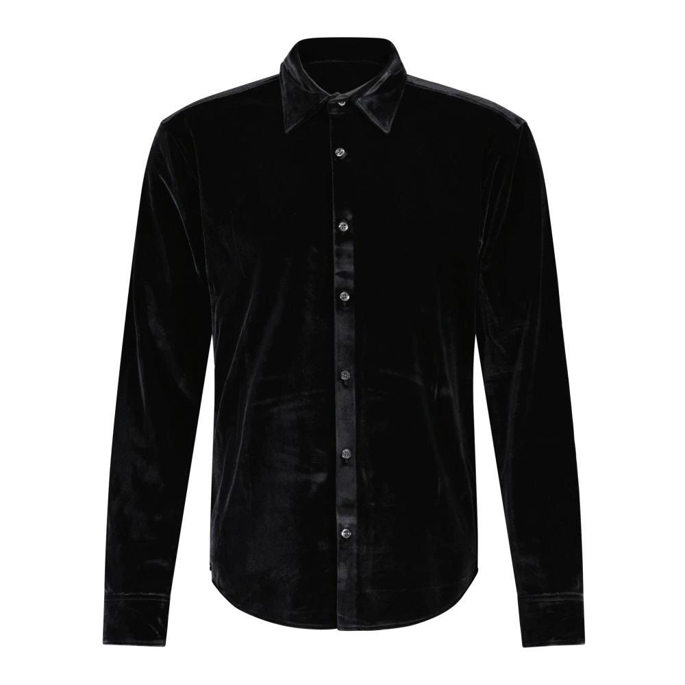 Hugo Boss Slim-Fit Fluweel Overhemd Black Heren