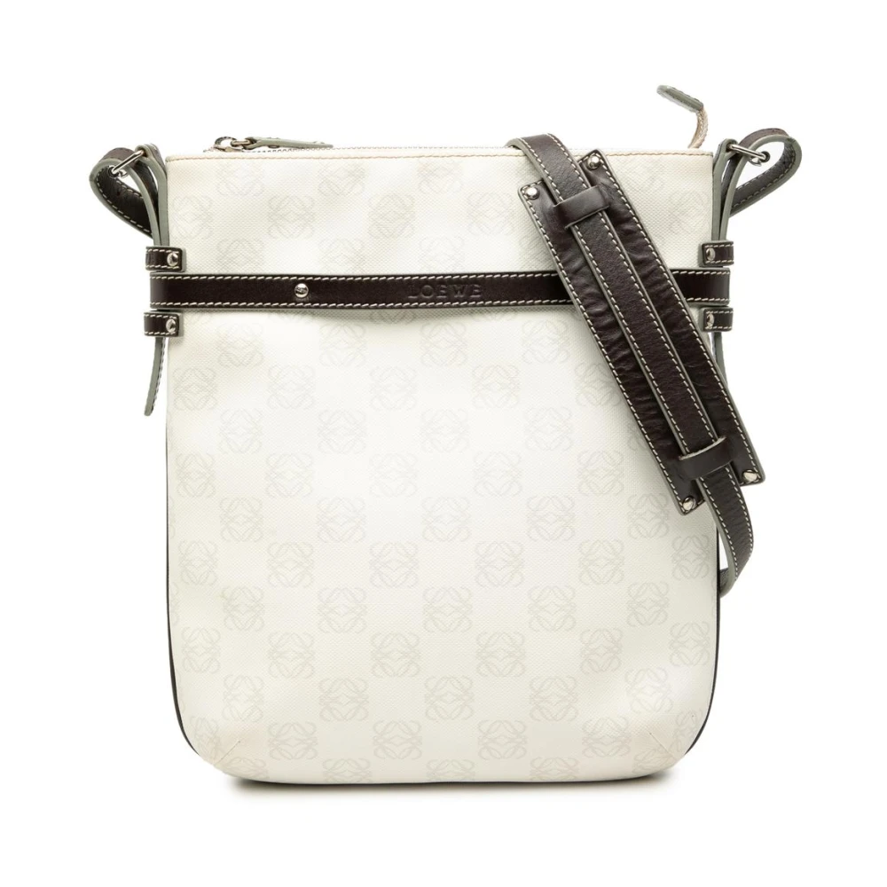 Loewe Pre-Owned Women's White Pre-Owned Vintage Anagram Jacquard Crossbody Bag