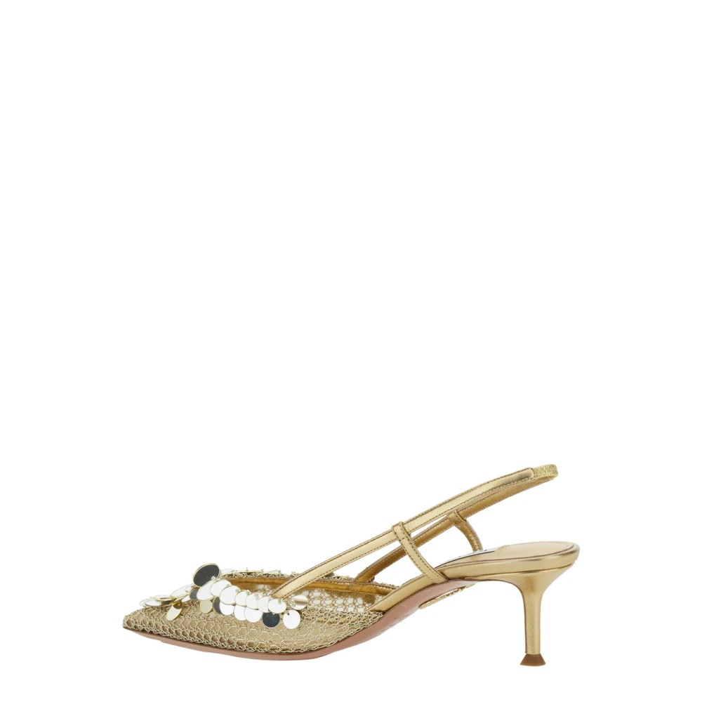 Aquazzura Grijze Metallic Slingback Pumps Pailletten Gray Dames