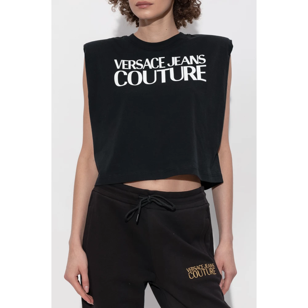 Versace Jeans Couture Mouwloze Top Black Dames