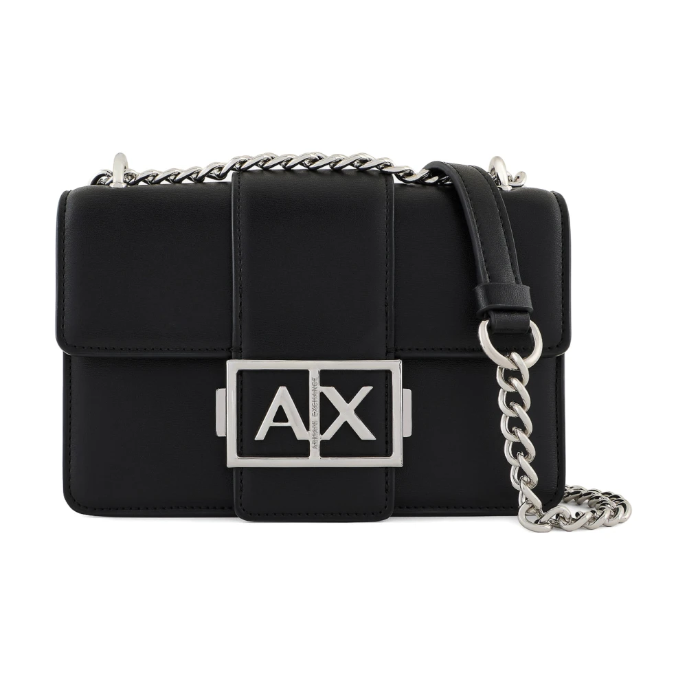 Armani Exchange Vrouw Zwart Tassen Dames, One Size, Leer, Mini Crossbody Tas