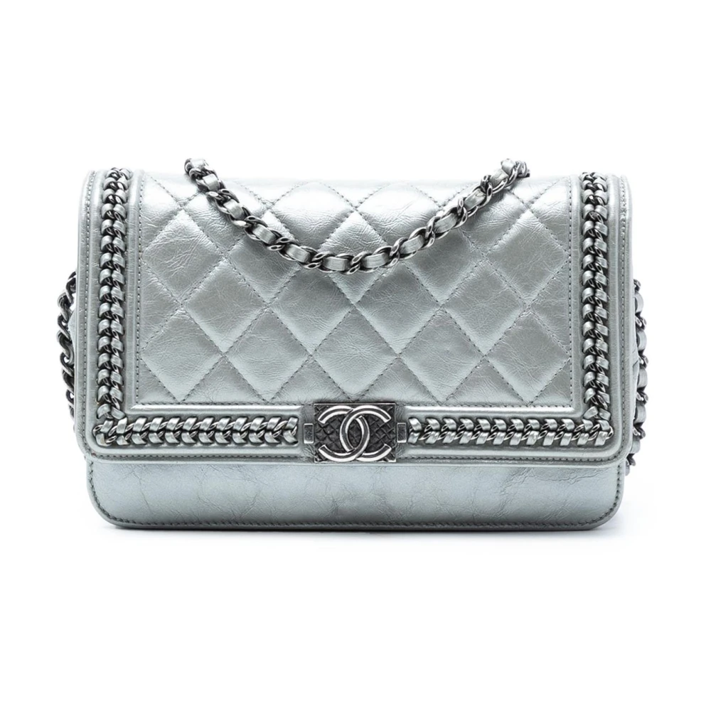 Chanel Vintage Women's Gray Pre-Owned Quilted Flap Chain Bag
