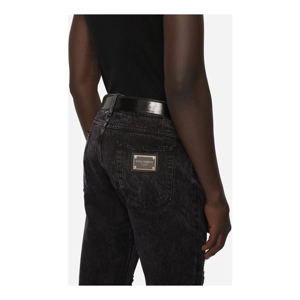 Dolce & Gabbana Skinny stretchjeans with marmereffect Gray Heren