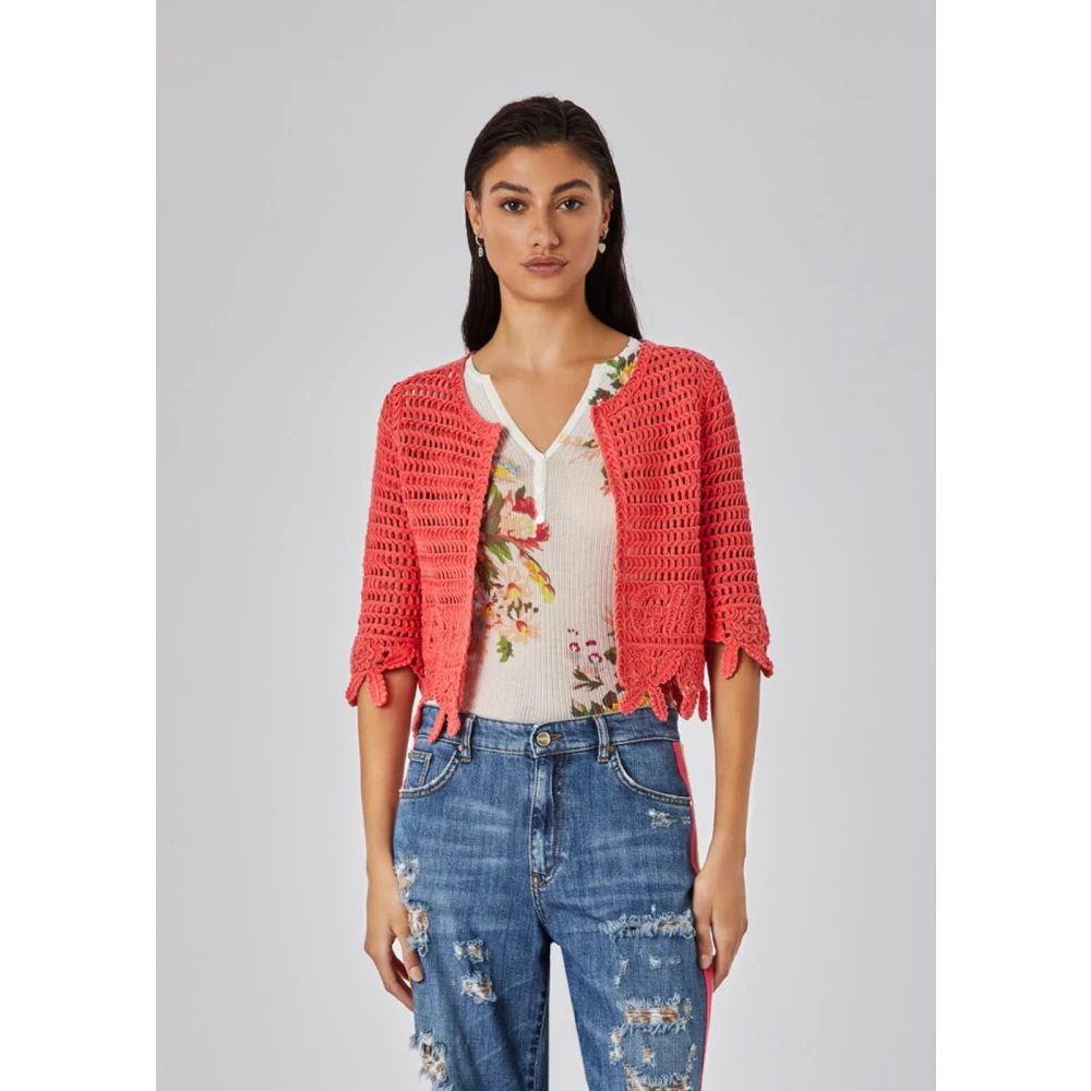 Blugirl Stijlvolle Gebreide Cardigan Sweater Orange Dames