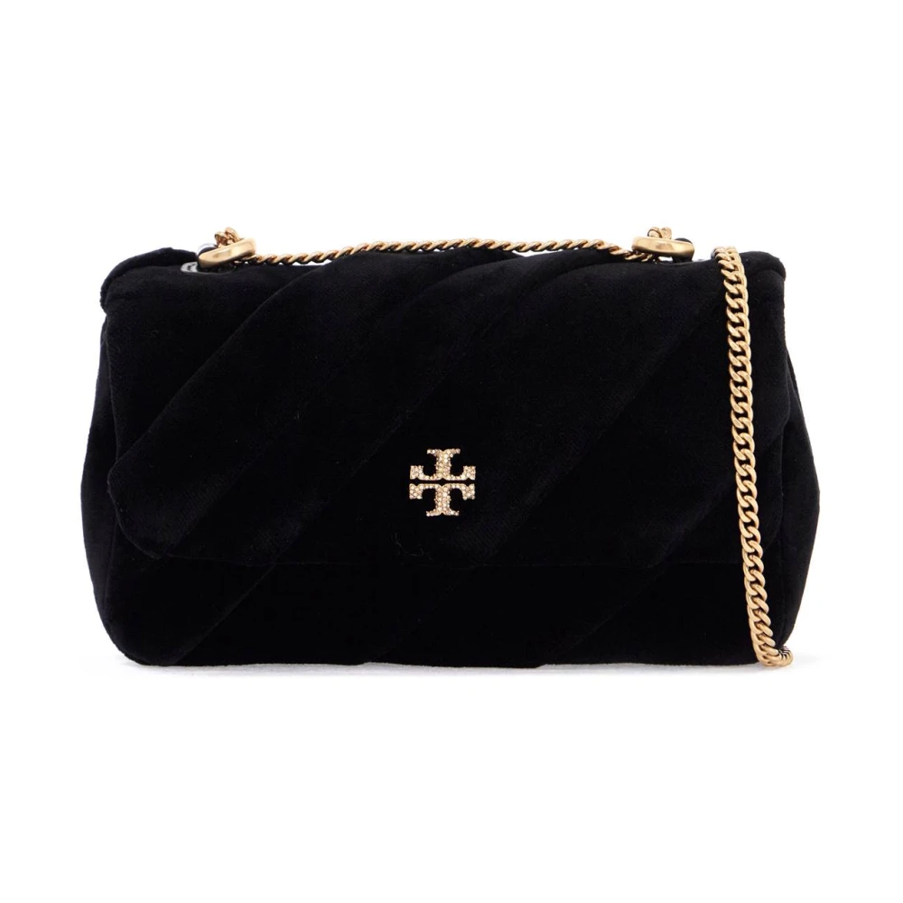 TORY BURCH Velvet Mini Kira Handtas met Double T Black Dames