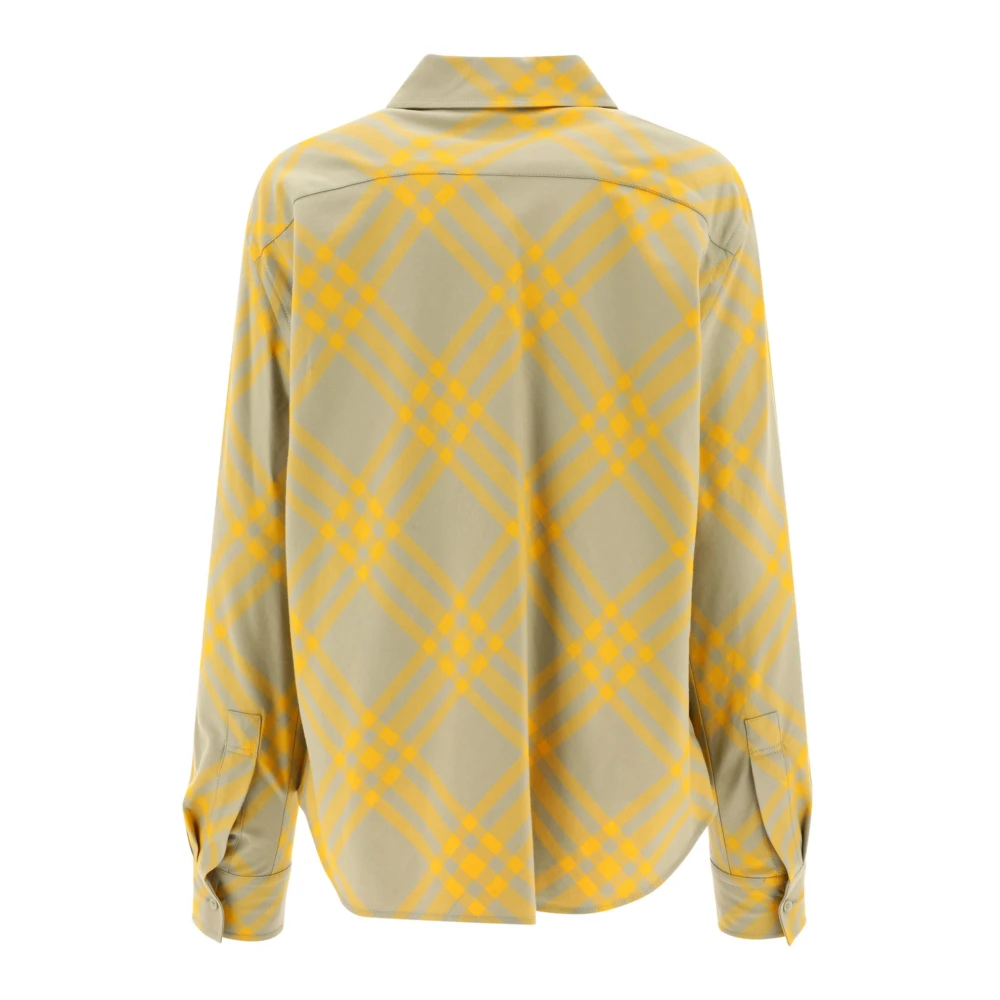Burberry Geruite Katoenen Overhemd Yellow Dames