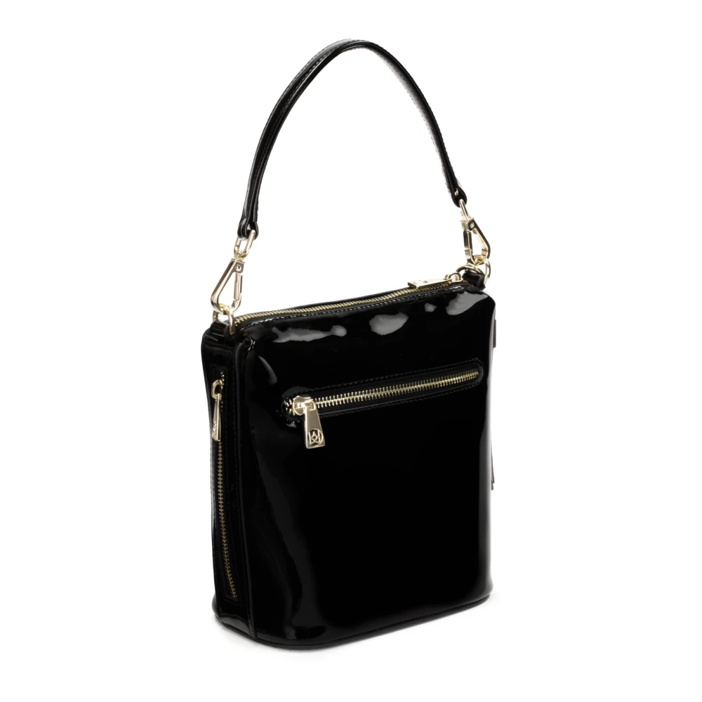 Kazar Zwarte leren dubbele schouder messenger tas Black Dames
