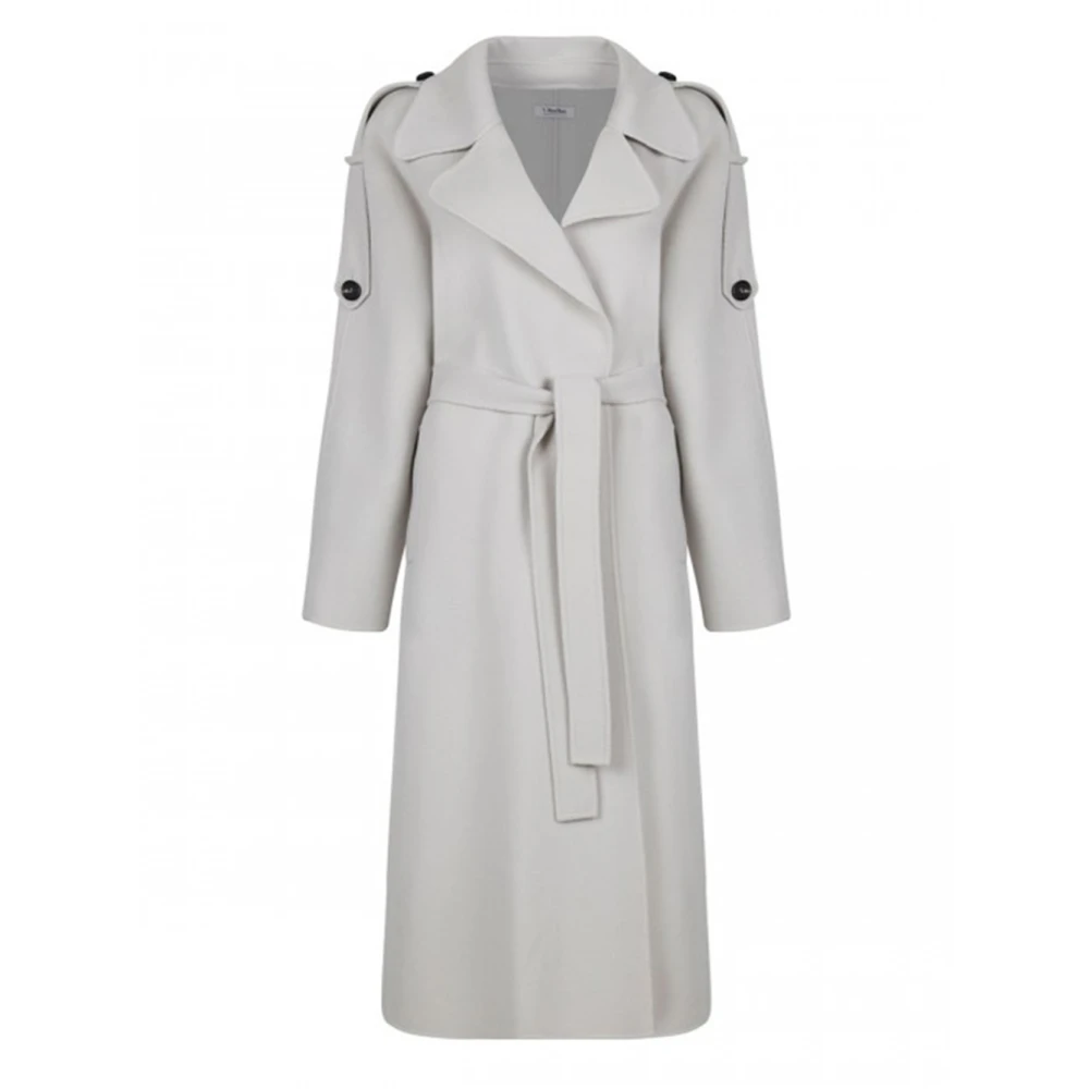 Max Mara Grijze Oversized Wollen Jas met Cape Gray Dames