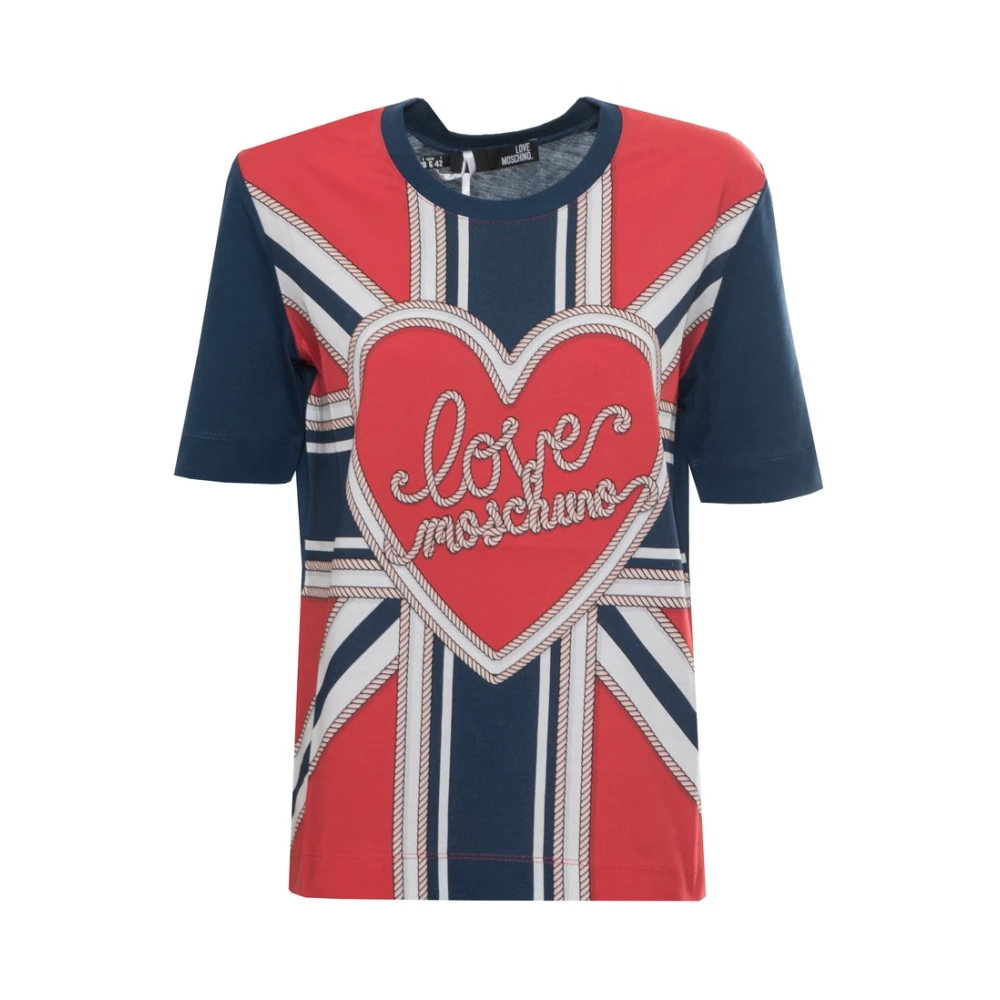 Moschino Logo Katoenen T-shirt met Ronde Halslijn Multicolor Dames