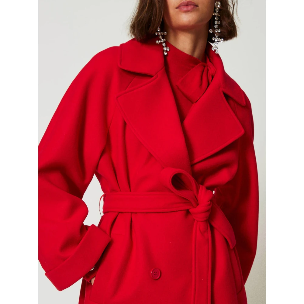 Actitude Rode Trenchcoat met Brede Revers Red Dames