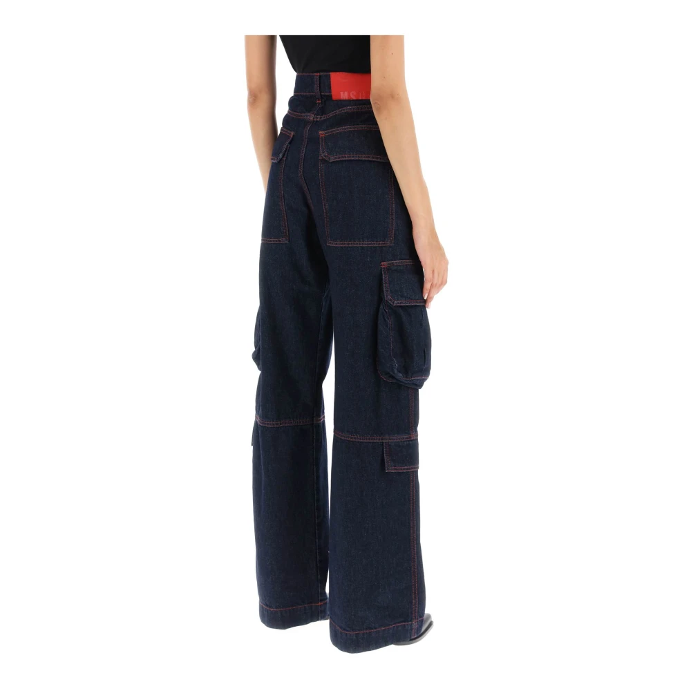 Msgm Cargo Jeans met Flared Cut Blue Dames