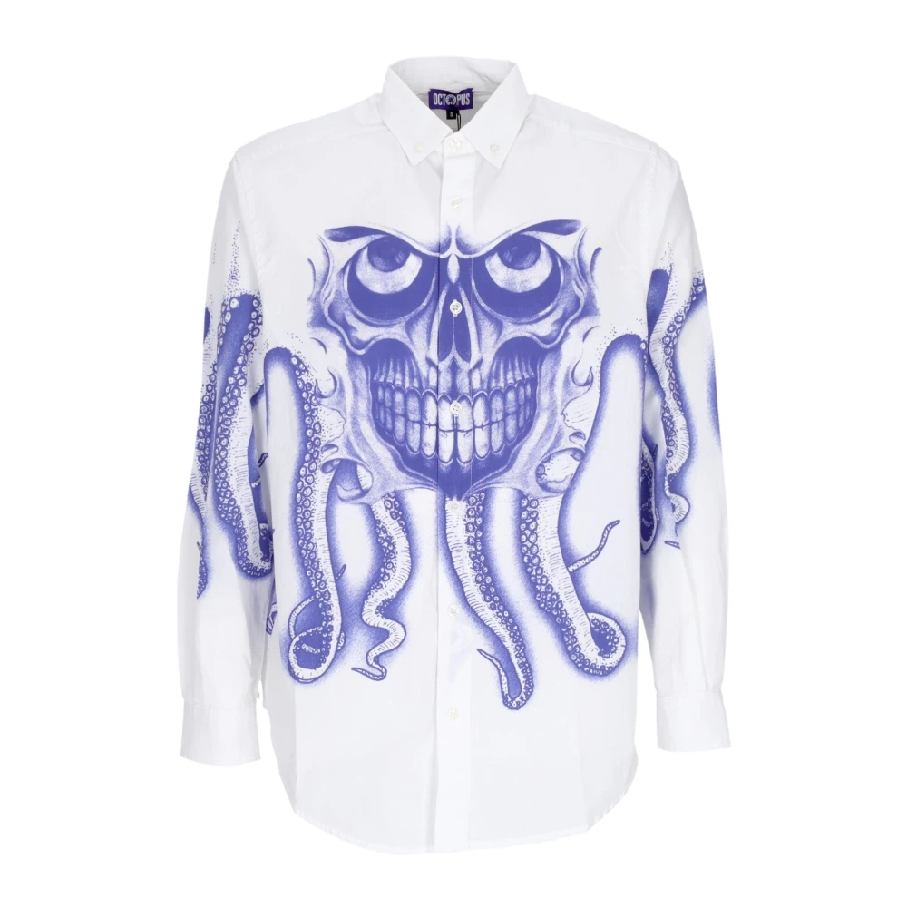 Octopus Skull Longsleeve Shirt Wit White Heren