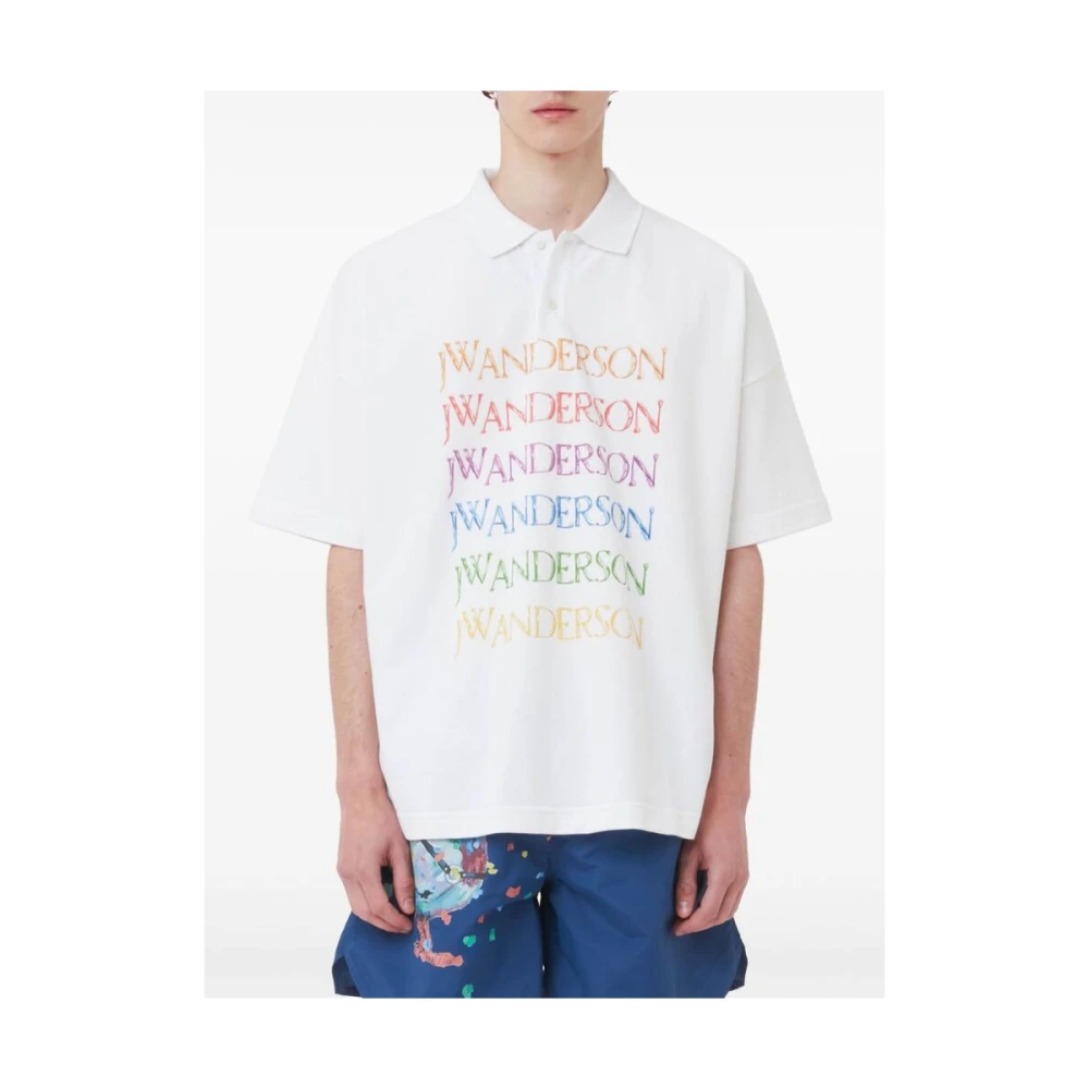 JW Anderson Grafische Print Polo Sweater Wit Katoen White Heren