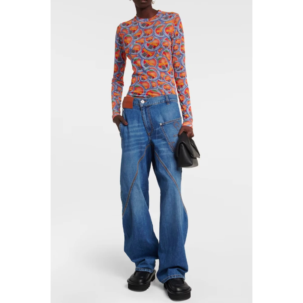 JW Anderson Geborduurd Logo Denim Jeans Blue Dames