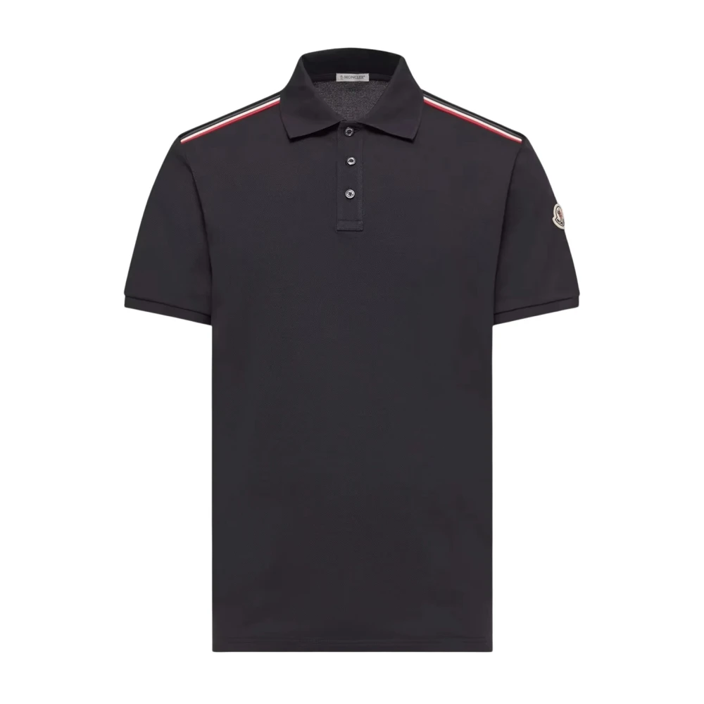 Moncler Men's Blue Polo Shirts, Xl, Tricolor-Trimmed Cotton Piquet Polo Shirt