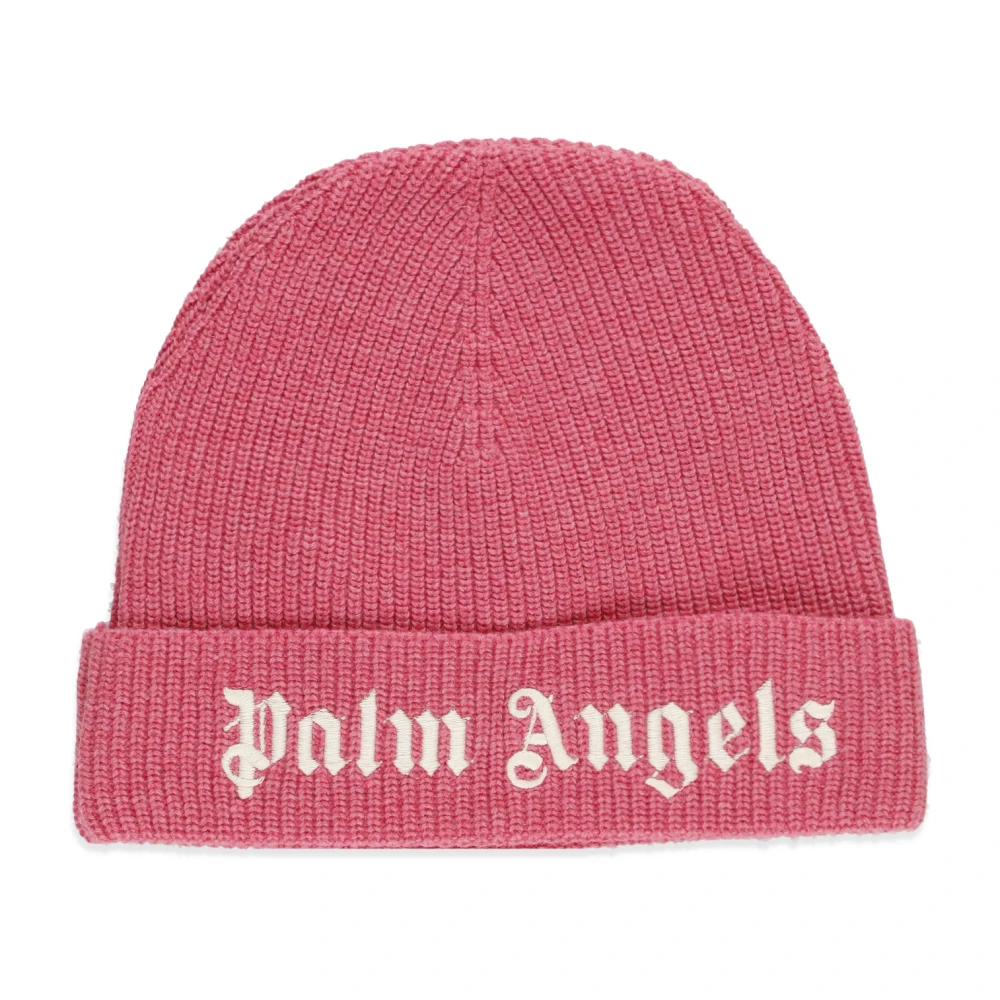 Palm Angels Roze Wolblend Hoeden met Contrasterend Logo Pink Dames