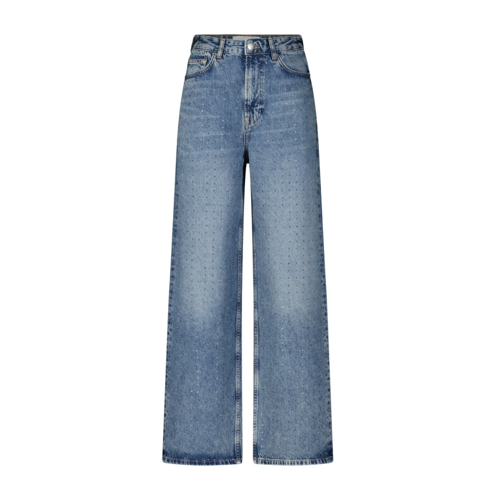 Samsøe High-waisted Relaxed Fit Jeans met Strass-steentjes Blue Dames