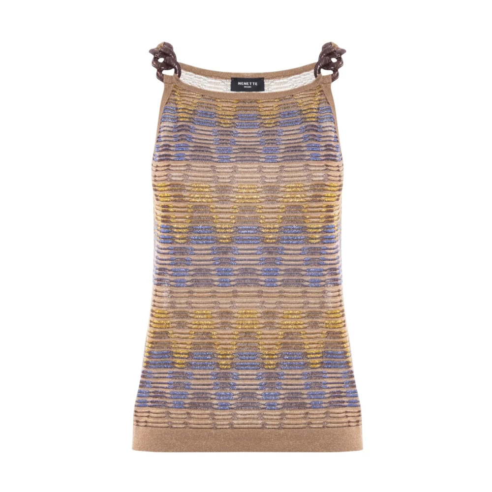 Nenette Donna Marrone - Top In Maglia Aderente Con Bordo A Contrasto - Tops - M