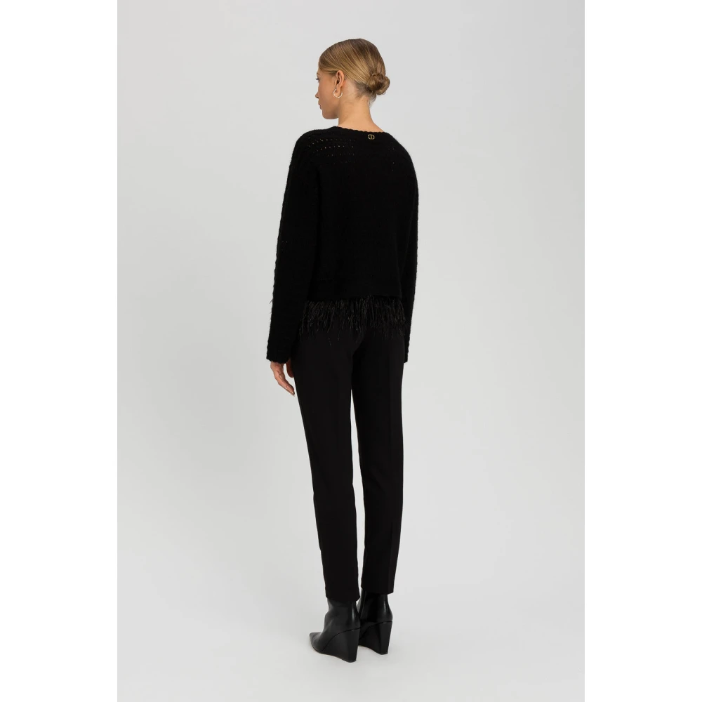 Twinset Slim Fit Viscose Sigarettenbroek Black Dames