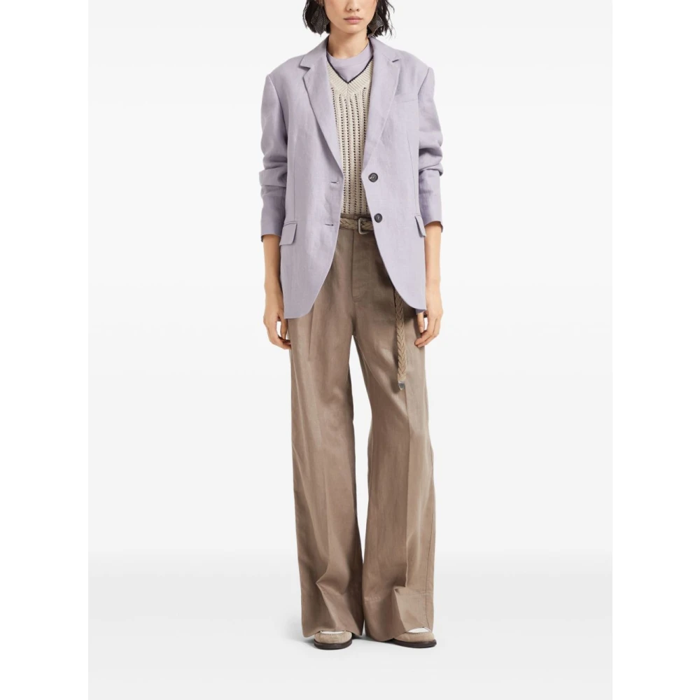 BRUNELLO CUCINELLI Lila Paarse Crew Neck Zak T-shirt Purple Dames