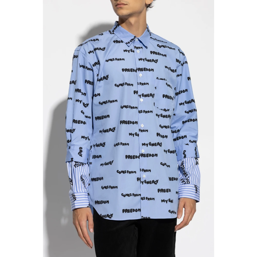 Comme des Garçons Shirt met logo Blue Heren