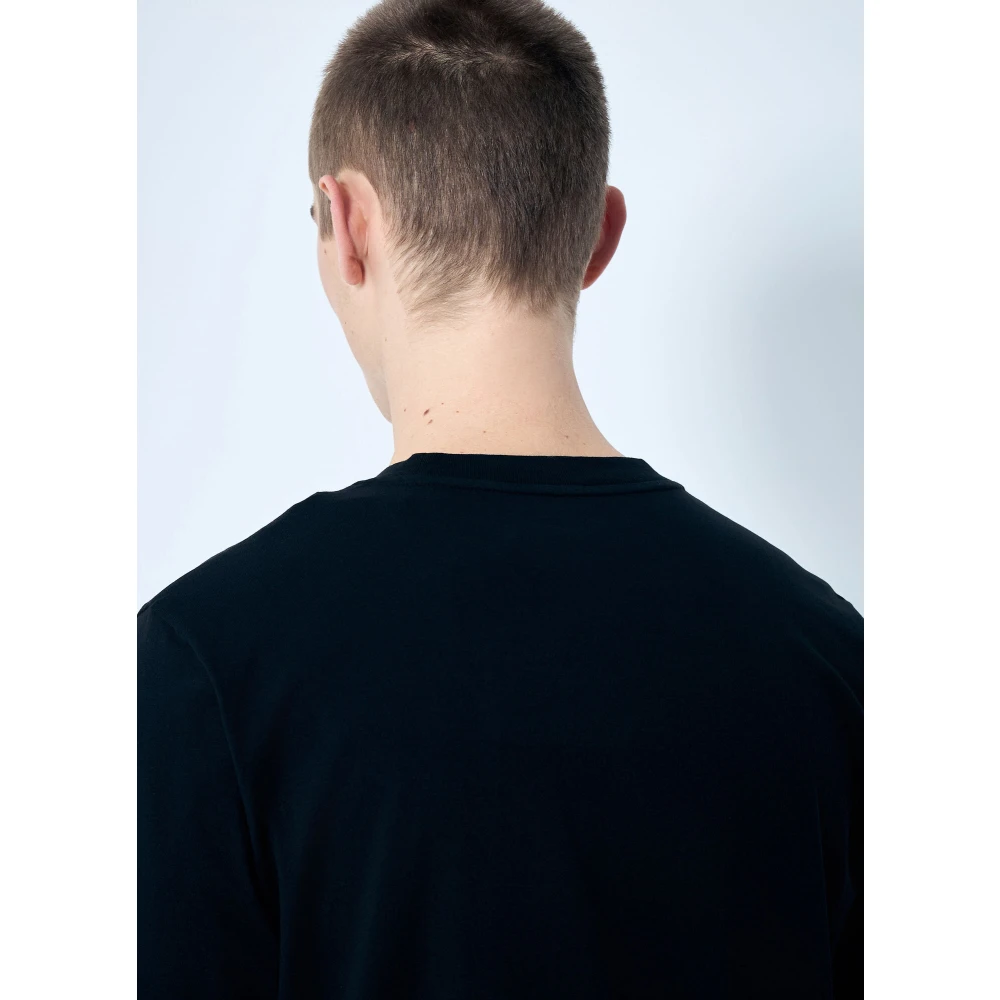 Moncler Katoenen Jersey Logo Print Longsleeve T-shirt Black Heren