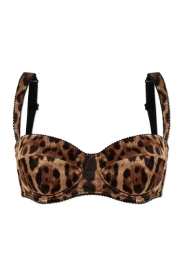 Leopardmönstrad balconette-behå i satin