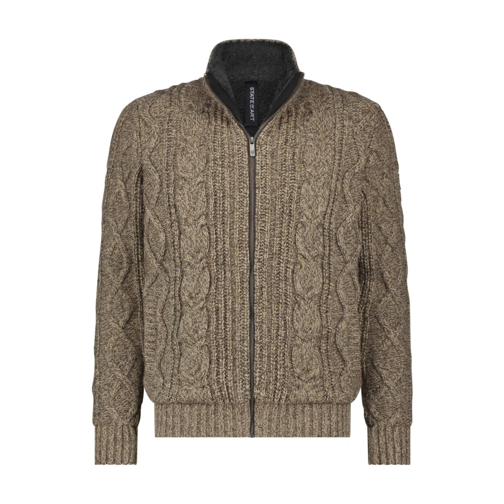 State of Art Eenvoudige Cardigan Vest Beige Heren