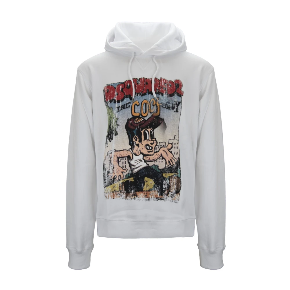 Dsquared2 Uomo Bianco - Felpa Con Cappuccio E Coulisse - Sweatshirts & Hoodies - Xl